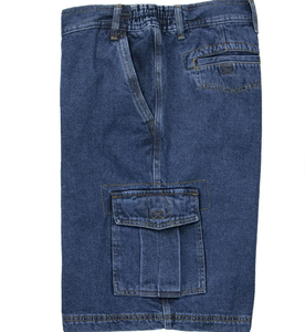 Men's Denim Cargo Shorts Mid Waist Button Fly Solid Color Casual Breathable Woven Cotton Bermuda Length - Product Image 2