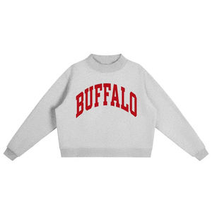 Buffalo Wholesale <b>Mock</b> <b>Neck</b> Crew <b>Neck</b> Cotton Fleece Pullover Women Ladies Unisex College University Chenille Letter Applique - Product Image 3
