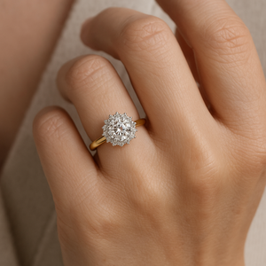 IGI Certified Round Lab Grown Diamond Engagement <b>Ring</b> for Women 14K Solid Gold Halo <b>Solitaire</b> <b>Ring</b> Custom Diamond Promise <b>Ring</b> - Product Image 3