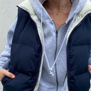 Gilet matelassé oversize noir tendance en toile respirante et écologique pour homme, sans manches, avec fermeture éclair, style streetwear - Product Image 2