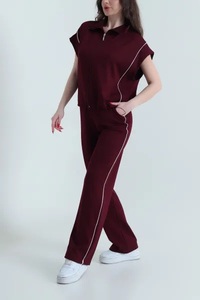 Conjunto Deportivo de Maternidad para Mujer, 2 en 1, Poliéster/Algodón, Estilo Hip Hop, Manga Larga, Cuello con Botones, Cintura Elástica, Corte Regular, Otoño - Product Image 2