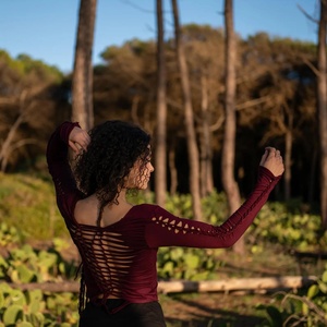 Boho Macrame Strappy Back Crop <b>Top</b> Long Sleeve Cut Out <b>Festival</b> Clothing Summer Blouse for Party Outfits - Product Image 4