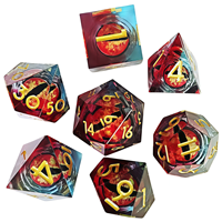 Dés en résine à noyau liquide, deux couleurs, yeux mobiles, bords tranchants, ensemble de dés D&D personnalisable pour jeux de rôle de table, jeu Cthulhu, logo personnalisé