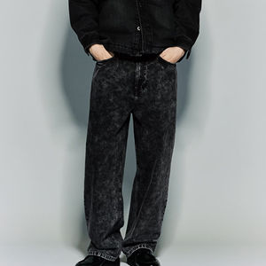 Nouveau Jean Baggy Homme 2026 Streetwear, Design Logo Personnalisé, Coupe Ample Jambe Large, Denim Taille Mi-Haute, Tricoté Effet Vieilli, Style High Street, 100% Coton - Product Image 1