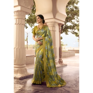 Sari in Georgette di seta morbida <span class=keywords><strong>da</strong></span> <span class=keywords><strong>donna</strong></span> con camicetta scucita stampata grande bordo spesso per feste di <span class=keywords><strong>matrimonio</strong></span> <span class=keywords><strong>abbigliamento</strong></span> pakistano indiano - Product Image 2