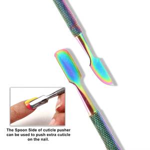 Pousse-cuticules chirurgical Morje double extrémité en acier inoxydable, réutilisable, finition arc-en-ciel - Product Image 5