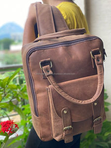 Cuir pleine fleur marron foncé Vintage hommes rétro véritable peau de vache véritable sac à dos en cuir de vache voyage sac à dos pour hommes femmes - Product Image 4