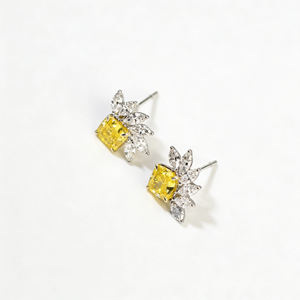 1 Carat Princess Cut Fancy Lab Grown Diamond <b>Stud</b> <b>Earrings</b> 18K Yellow Gold Simple Classic Square Certified High Quality Jewelry - Product Image 5