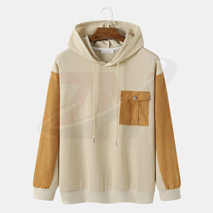 Pull-over bicolore avec poche avant, disponible en plusieurs coloris, avec logo personnalisé, tissu 100% coton original. - Product Image 1