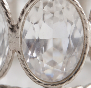 <b>Silver</b> Tone Twisted Wire <b>Napkin</b> Rings With Round Clear Crystal Stones For Elegant Wedding Table Setting - Product Image 2