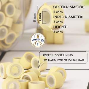 1000 perles de 5 mm pour extensions de cheveux, anneaux micro-liens doublés de silicone pour extensions de cheveux - Blond - Product Image 2