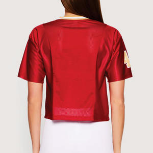 Jersey Corto de Fútbol Americano para Mujer, Calidad Premium, Poliéster, Manga Corta, Estilo Urbano, Malla Transpirable, Logotipo Personalizado, Fabricante OEM - Product Image 4