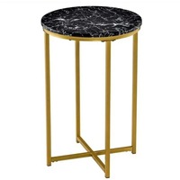 Table basse moderne ronde en verre doré pour salon, mobilier de maison, métal + verre