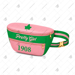 Vente en gros Alpha grec personnalisé |   Kapa |   Alpha |   Sac banane en similicuir brodé AKA Sorority Inc, sac de voyage, sac de style tendance - Product Image 2