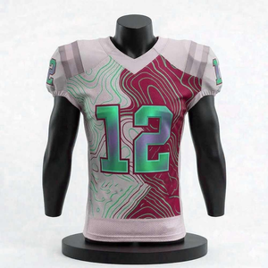 Maillot de football américain d'été pour homme, sublimé, dégradé de couleurs, col en V, manches courtes, en maille respirante, en polyester, anti-humidité - Product Image 1