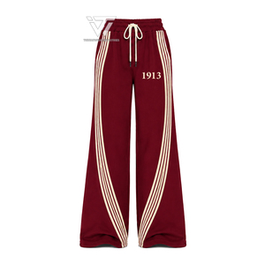 Delta griega al por mayor |   Sigma |   Ropa de la Hermandad Theta, Pantalones Deportivos Anchos para Mujer con Paneles Laterales Curvos con Rayas Tejidas - Product Image 1