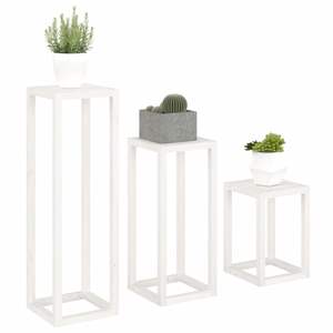 Juego de 3 Soportes para Plantas de Madera de Pino Sólido Blanco de Diferentes Alturas, para Macetas y Jardineras - Product Image 4