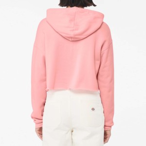 Sudadera de Mujer, Color Rosa Sólido, Manga Larga, Tejido Regular, Informal, para Otoño, 100% Algodón, Estilo Urbano, Resistente al Viento - Product Image 4