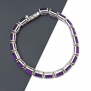 Natural Amethyst Stone <b>Charm</b> Bracelet 925 Sterling Silver Gold Plated Elegant Purple Gemstone Fine Jewelry for Women - Product Image 2