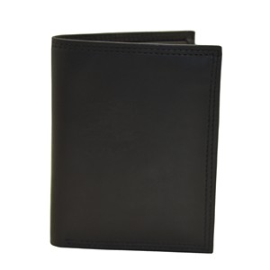 Cartera Trifold Delgada de Cuero Genuino para Hombre, Cierre Plegable Minimalista, Negra, Uso Diario, Cierre Abierto, Compartimento para Identificación de Poliéster - Product Image 1