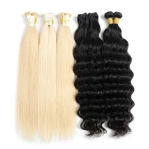 Extensiones de Cabello Humano Largas y Lisas, Color Rubio y Negro, 100% Sin Procesar, Doble Trama, Base de Seda, Tamaño Personalizable - Product Image 4