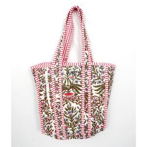 Bolso Tote Pequeño de Algodón Suave Acolchado con Estampado Floral Hecho a Mano en Rajasthan para Mujer, Estilo Bohemio, para Compras - Product Image 1