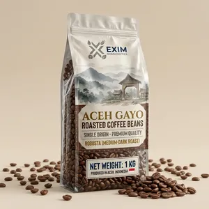 เมล็ดกาแฟโรบัสต้าเกาโยคั่วกลางเข้มระดับพรีเมียม 1 กก. ผลิตแบบดั้งเดิมจากอินโดนีเซีย สำหรับผู้นำเข้าระดับโลก Exim - Product Image 1