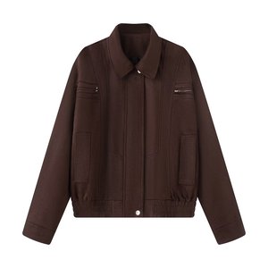 Veste Courte OEM Printemps-Été-Automne 2026 Unie Rétro Haut de Gamme Respirante Écologique à Fermeture Éclair et Manches Longues - Product Image 2