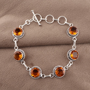 Natural Citrine Gemstones 925 Sterling Silver Round Shape <b>Boho</b> <b>Bracelets</b> Fashion Jewelry Bezel Sett Faceted Cut Wedding <b>Bracelet</b> - Product Image 2
