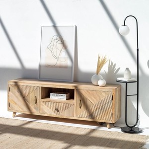 Mueble de TV de Madera Vandana Lunaris Flux, Consola de Entretenimiento Moderna de Madera Maciza Minimalista - Product Image 3