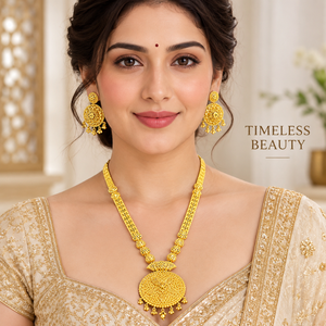 Conjunto de Collar y Pendientes de Cobre y Latón Radiante con Baño de Oro de 24K, Joyería de Moda para Mujer, Estilo Indio para Bodas y Fiestas - Product Image 4