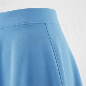 Jupe courte trapèze plissée unie pour femme, taille élastique, décontractée, respirante, en Spandex et Polyester, toutes saisons - Product Image 5
