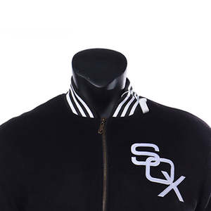 Chaquetas Varsity personalizadas para hombre con cremallera, chaquetas bomber de béisbol para invierno, mangas de cuero, logotipo bordado, chaqueta de tela. - Product Image 4