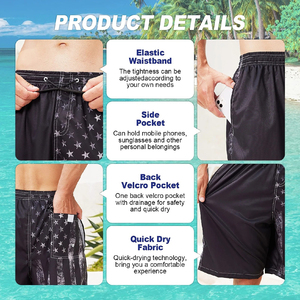 Custom Quick Dry <b>Men</b> Swim <b>Trunks</b> Vintage Black Printed Beach Shorts Lightweight Breathable Elastic Waist Board Shorts OEM - Product Image 5