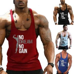 Camiseta sin mangas de algodón para hombre con estampado No Dream No Gain, cuello en V, sin mangas, informal, transpirable, para entrenamiento - Product Image 5