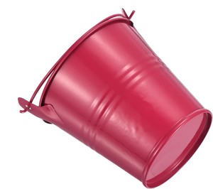 Seau en métal rouge rosé avec poignée, support pour fournitures artisanales, seau de rangement décoratif pour événements, école, fête, maison, jardin, décoration de mariage - Product Image 3