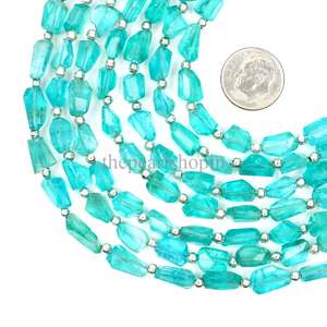 Perles d'apatite bleu ciel facettées en forme de pépites 5x7mm 6x8mm, perles d'apatite naturelle, perles de pierres précieuses pour la fabrication de bijoux, brin de 8 pouces en vrac - Product Image 6