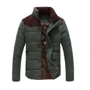 2026 Premium Men's Winter Puffer <b>Jacket</b> Stand Collar Thick <b>Fleece</b> <b>Lined</b> Windproof Casual Slim Fit Zipper Closure Solid Color Nav - Product Image 5