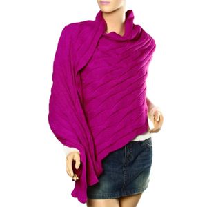 Pink Cable Knit <b>Wrap</b> Shawl Soft Warm Fashion Scarf Women Casual Winter Shoulder Cover Elegant Cozy Outerwear Accessory - Product Image 1