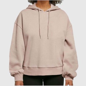 Sudadera con Capucha Extra Grande para Mujer, Color Rosa Sólido, Hombros Caídos, Manga Larga, Algodón, Otoño - Product Image 5