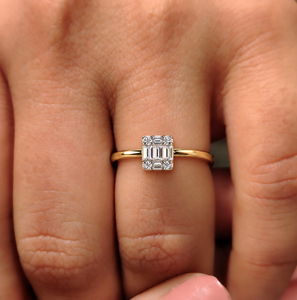 แหวนเพชรทรงสี่เหลี่ยมผืนผ้าประดับเพชรแล็บโกรว์ ทองคำ 14K 18K สีเหลือง ดีไซน์เรียบหรู ประดับด้วยเพชร DEF VVS ชุบโรเดียม เครื่องประดับคุณภาพสูง - Product Image 2