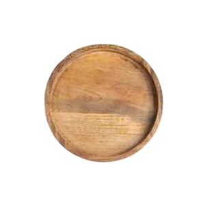 Plateau de service rond en bois, couleur unie, fait main, grain de bois naturel, design minimaliste, plateau en bois d'acacia, assiettes en bois de sheesham - Product Image 5
