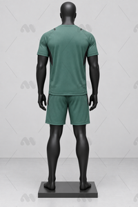 Conjunto Deportivo para Hombre, Camiseta de Manga Corta y Pantalones Cortos de Poliéster 100% de Secado Rápido, Color Verde, Ropa Deportiva para Adultos - Product Image 3