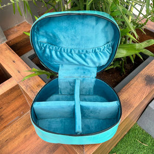 กล่องเก็บเครื่องสำอางหนังสีเทอร์ควอยซ์กล่องจัดระเบียบในห้องน้ำกล่องจัดระเบียบเครื่องสำอางทำมือมีสไตล์ - Product Image 6