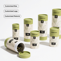 Emballage personnalisé en tube de papier kraft de forme ronde, de qualité alimentaire, compostable, pour café et thé, en carton cylindrique imprimé