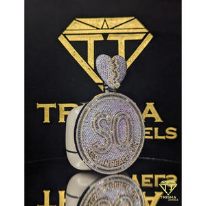 Pendentif rond de luxe avec initiale SO, serti de diamants VVS cultivés en laboratoire, en argent sterling 925, bijou personnalisé par Trisha Jewel. - Product Image 5