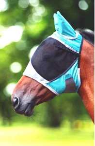 Voile anti-mouches ouvert pour chevaux, sans contrainte sur les oreilles, en maille confortable, protection faciale équestre, vision claire, anti-insectes, protège-yeux équin - Product Image 3