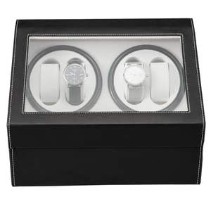 Auto Display <b>Watch</b> <b>Winder</b> Storage Box Black Leather Case with 4 or 6 <b>Automatic</b> Rotation - Product Image 2
