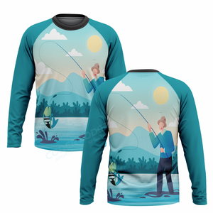 Chemises de pêche sublimées à prix de gros pour tournois, vêtements de pêche anti-UV, maillots de pêche pour hommes avec protection UPF 50+ - Product Image 6
