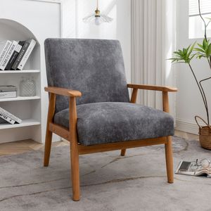 Poltrona classica moderna in stile Mid-Century, larga 25,38 pollici, grigia, per soggiorno - Product Image 1